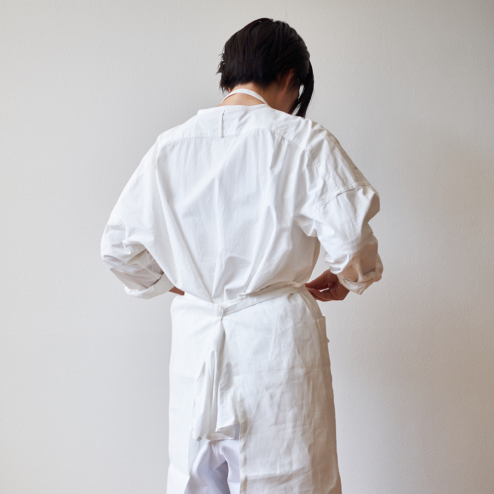 数量限定】tsumugi-te-×fog linen workリネンフルエプロン white 数量限定】tsumugi-te-×fog linen workリネンフルエプロン white